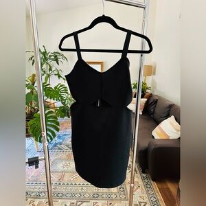 H&M Black Bodycon Cocktail Dress w Front & Side Cutouts & Spaghetti Straps Sz M